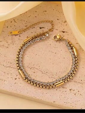 18k Gold plated Crystal Double-Strand Bracelet